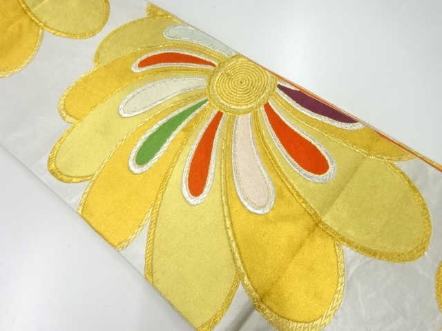 アンティーク　花模様織出し袋帯（材料）